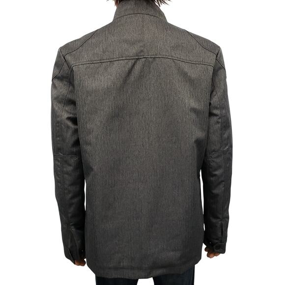 Guess Gunner Jacket Military Style Pea Coat Quilted Lined Gray Herringbone Men L - Picture 10 of 13